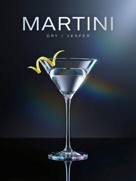 Martini dry vesper cocktail lemon twist glass prism light
