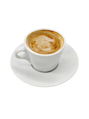 Coffee Cup with Coffee and Saucer on White Background
