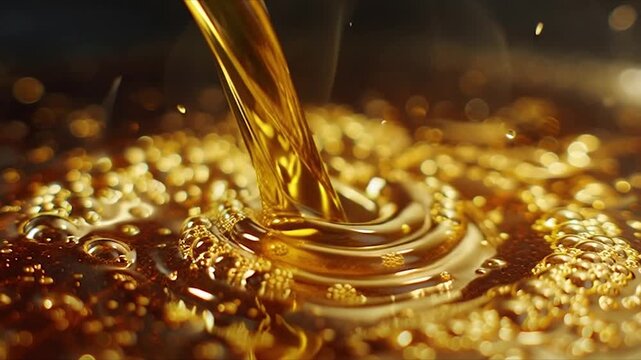 Golden Honey Pouring into a Swirling Pool.