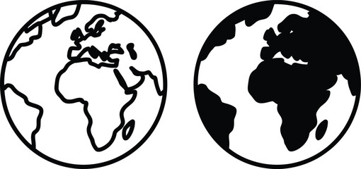 Obraz premium Simple black and white illustration of the earth from different perspectives.