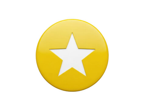 A yellow circle with a white star in the center isolated on transparent background