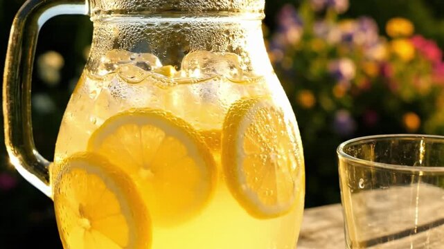 Make refreshing lemonade with lemons and enjoy on a sunny day in the garden with friends