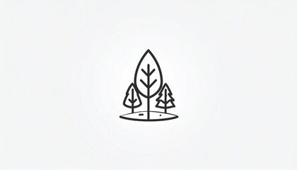 Fototapeta premium Hand drawn minimalist green tree icon isolated on white background vector illustration