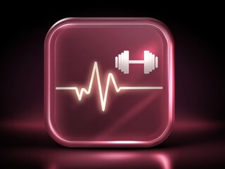 Fitness app icon showing heart rate and dumbbell