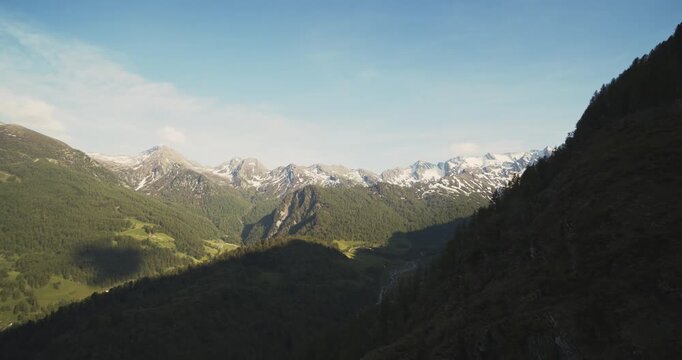 Beautiful Alpine spring day closing. Italy, Piedmont
