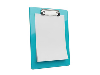 A clipboard with a blank sheet of paper isolated on transparent background