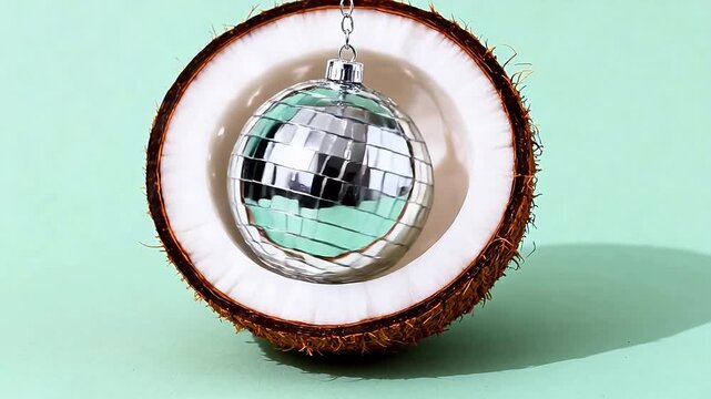 Coconut with disco ball inside