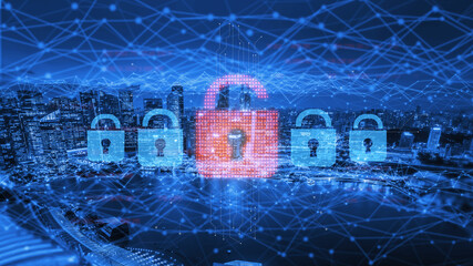 Digital security concept illustrating a cybersecurity breach, with a red unlocked padlock indicating data exposure among secure systems, emphasizing system vulnerability and risk Vouch