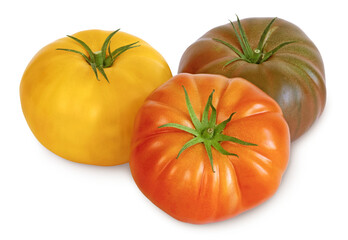 Tomate rouge côtelée,jaune et noire de Crimée