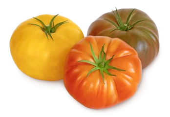 Fototapete Rund Zu Essen Tomate rouge côtelée,jaune et noire de Crimée  © hcast