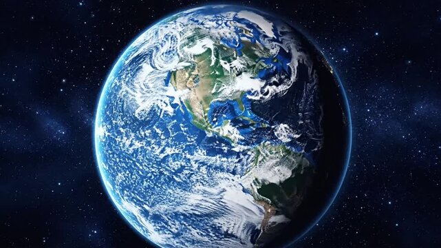 Viewing Earth from space while stars shine in the background near the Milky Way