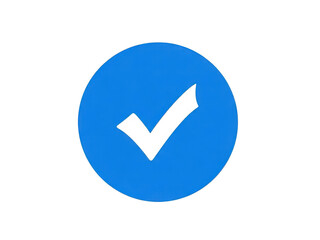A blue circle with a white checkmark isolated on transparent background