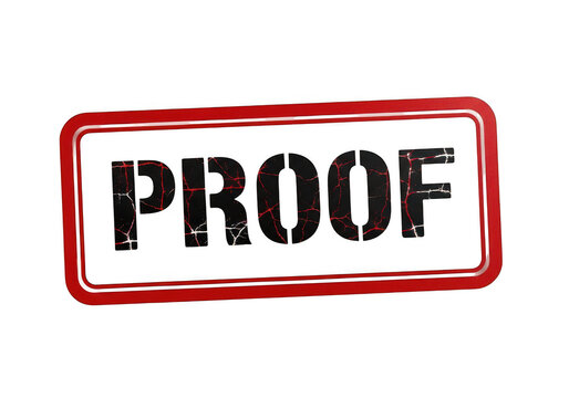A red stamp with the word proof on it isolated on transparent background