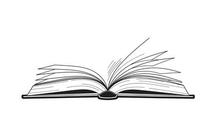 Fototapeta premium Dynamic Knowledge Flowing Open Book Outline Art