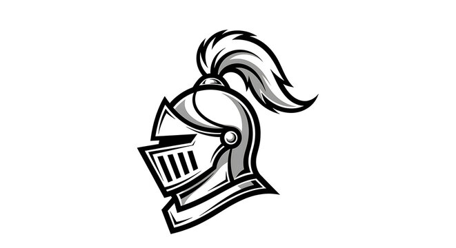 Chivalry Knight Helmet Plume Head Mascot Logo Vector
