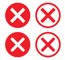 Obraz premium Red Cross Mark Rejection Set Icon