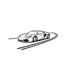 Obraz premium Performance Supercar Driving Curve Line Art Graphic