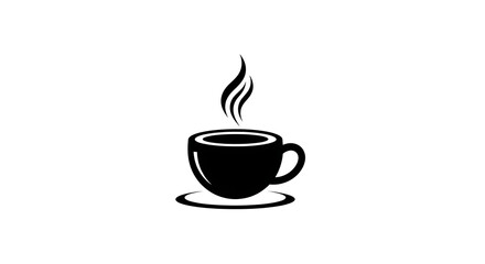 Obraz premium Minimalist Black Hot Drink Steam Silhouette Logo Icon