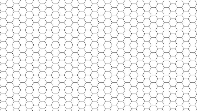 A repeating pattern of thin black hexagons on a white background, ideal for tech or science themes.