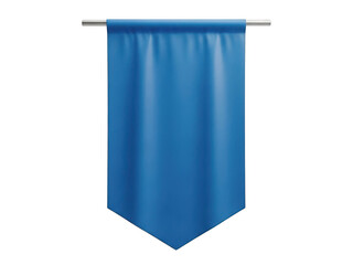A blue curtain hanging from a rod isolated on transparent background