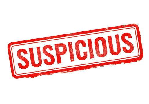 A red suspicious stamp isolated on transparent background