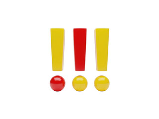 A colorful exclamation mark made of blocks isolated on transparent background