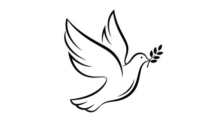 Obraz premium Symbolic Flight of Peace Hope Bird Minimal Outline Drawing