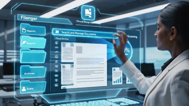 Working with cloud management tools for data analysis and reporting in a modern office setting