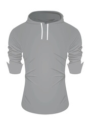Grey hoodie front view. vector illustration