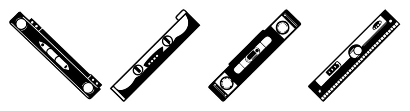 Set of four modern black HDMI cables isolated on white background for technology and connectivity