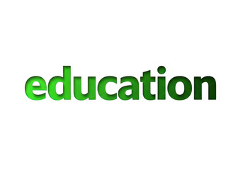 A green education text isolated on transparent background