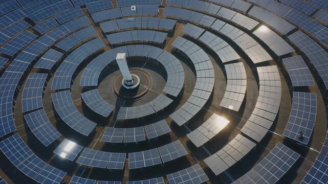 Drone Flyover of Giant Circular Solar Megafarm