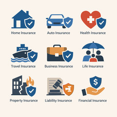 Insurance Icons Collection for Various Services