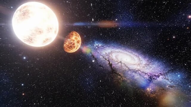 Explore the vastness of space with stars, galaxies, and cosmic elements floating in the universe