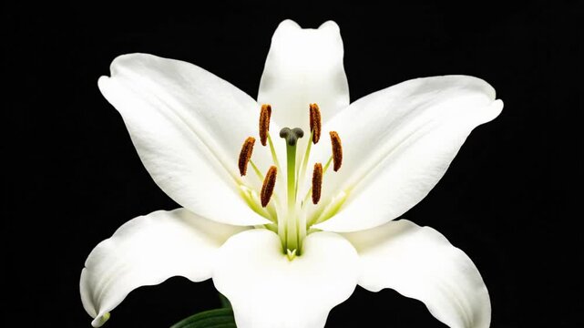 Flower bud opening slowly in a dark space showing natural beauty and change over time