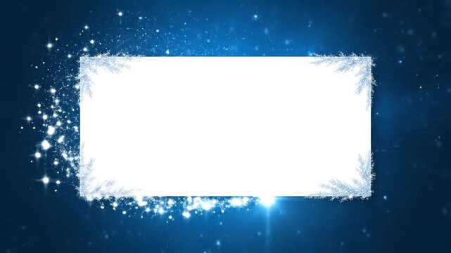 Cinematic winter sale banner with glowing white rectangles and blue ba
