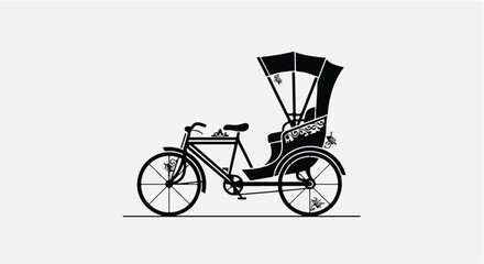 Vintage tricycle with passenger seat on white background