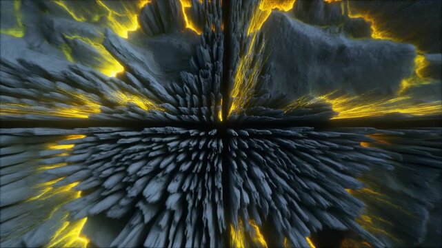 Underground seismic activity visualization, tectonic plates shifting in abstract form