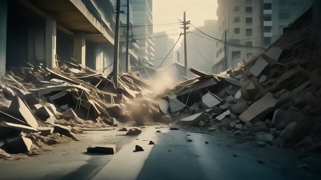 Infrastructure damage during quake, roads buckling and breaking apart