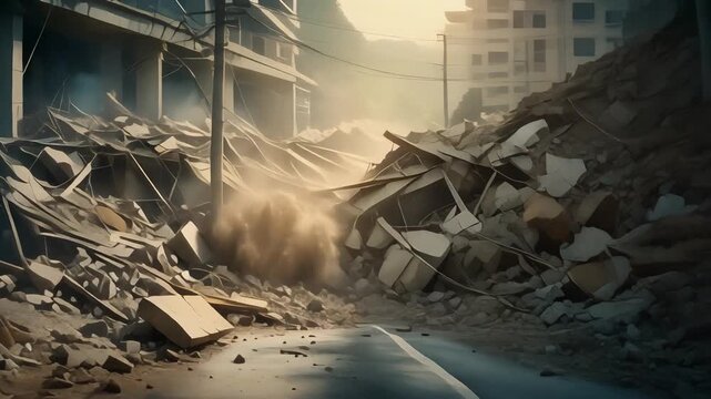 Infrastructure damage during quake, roads buckling and breaking apart