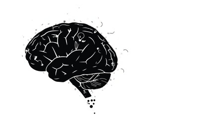 Illustration of a human brain with thoughts escaping