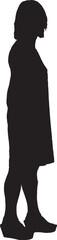 vector,silhouette of a side view women standing dressed in dress