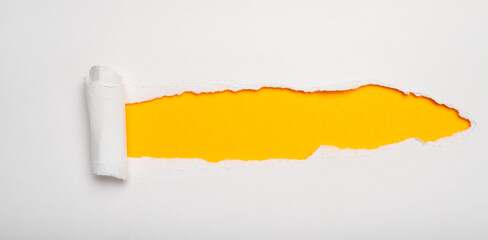 Torn Ripped Paper with Yellow Background Revealing Message Template