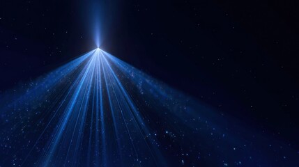Abstract illustration of bright blue light radiating against a dark starry background