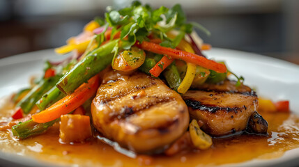 Colorful Gourmet Food Platter with Fresh Ingredients and Elegant Garnish