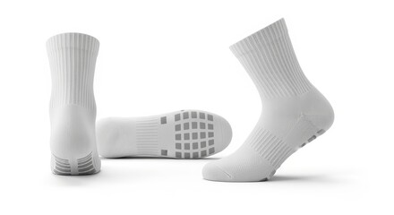 Photorealistic vibrant mockup of white socks for high quality stock photography use and marketing