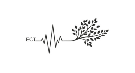 Minimalist illustration of ECT symbol with leafy branch