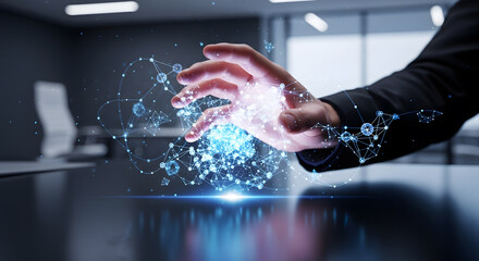 Hand Power Energy Connection Global Network Digital Data Business Communication Information Technology Science Research Future Innovation Professional