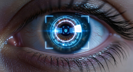 Human Eye Iris Scanner Biometric Identification Security Technology Future Identity Verification Digital Privacy Protection Access Control