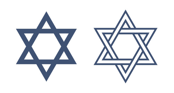 Jewish Israeli religious symbol. David judaism star icon logo. Israel jew faith concept design isolated icon logo.